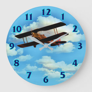 Cloud Break Airplane Large Clock Stor Klocka