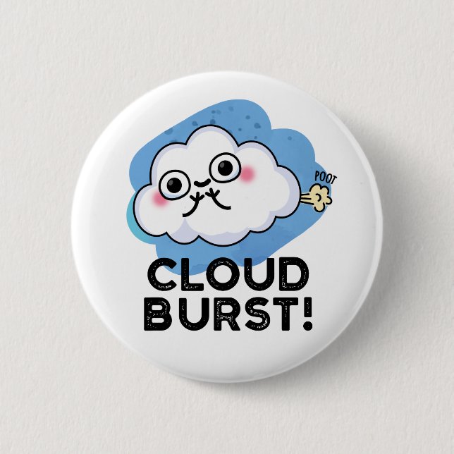 Cloud Burst Funny Cloud Fart Pun Knapp (Framsida)