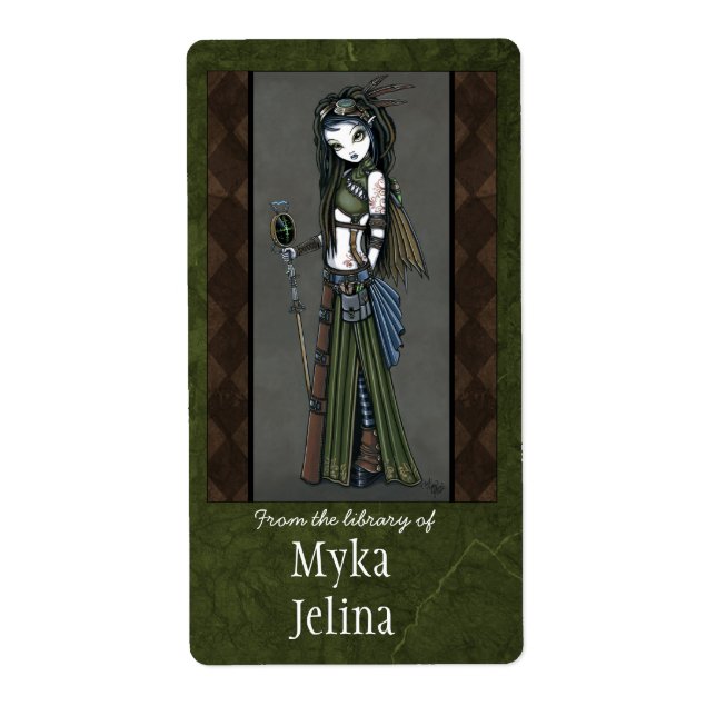 "Cloud Burst" Steampunk Aviatrix Fairy Bookplate Fraktsedel (Framsidan)