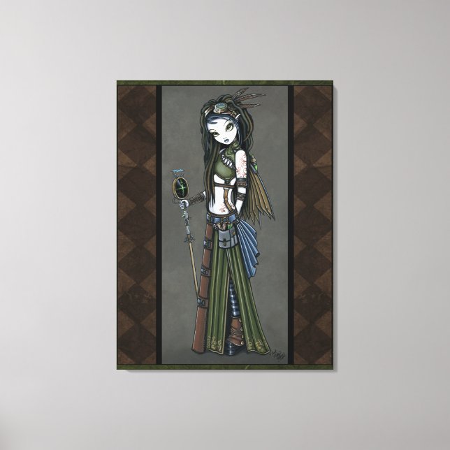 "Cloud Burst" Steampunk Aviatrix Fairy Canvs Skriv Canvastryck (Framsida)