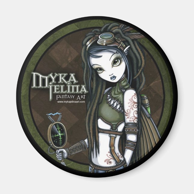 "Cloud Burst" Steampunk Aviatrix Fairy Magnet (Framsidan)