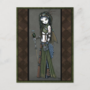 "Cloud Burst" Steampunk Aviatrix Fairy Postcard Vykort