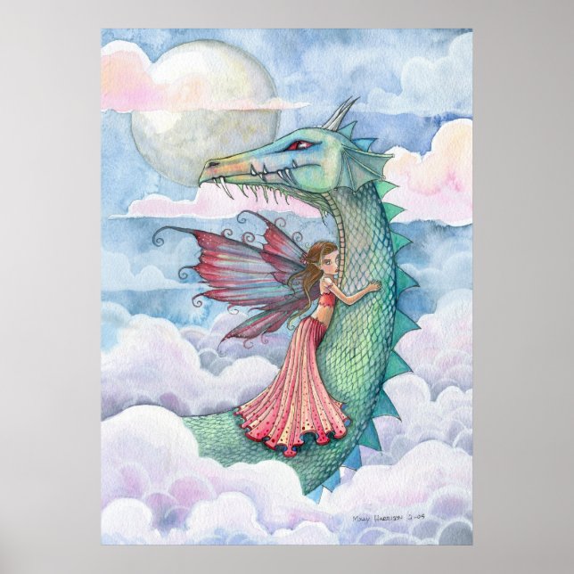 Cloud Busting Fairy Dragon Affischtryck Poster (Framsidan)