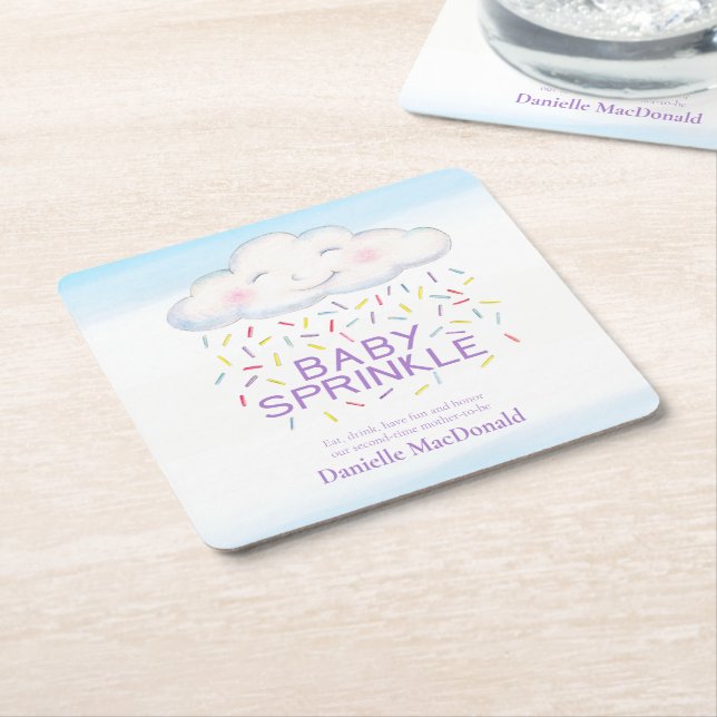 Cloud candy baby sprinkle färglös vattenfärgkonst underlägg papper kvadrat (Vinklad)