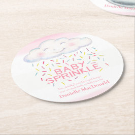 Cloud Candy rosa baby sprinkle färglös vattenfärg Underlägg Papper Rund
