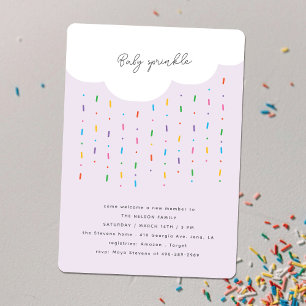 Cloud & Candy Sprinkles Lila Baby Sprinkle Inbjudningar