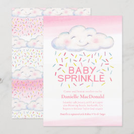 Cloud Candy sprinkles rosa vattenfärgsdusch Inbjudningar