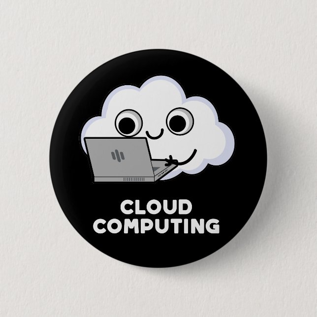 Cloud Computing Computer Weather Pun Mörk BG Knapp (Framsida)