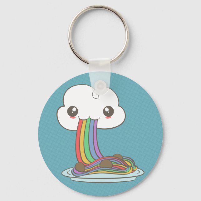 Cloud Eats Rainbow Spaghetti Nyckelring (Framsida)