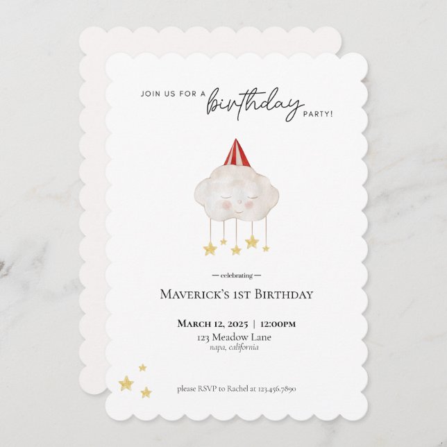 Cloud Födelsedagsfest inbjudan (Fram/baksida)