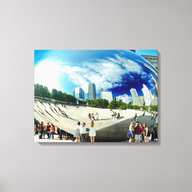 Cloud Gate (Bönan) | Chicago i färgrik landskapsvy Canvastryck (Framsida)