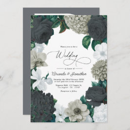 Cloud Gray, Charcoal Slate & Soft White Wedding Inbjudningar