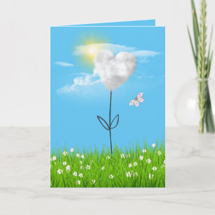 Cloud Heart Flower Thinking Kort