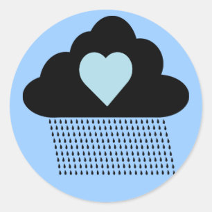 Cloud Heart Sticker Runt Klistermärke