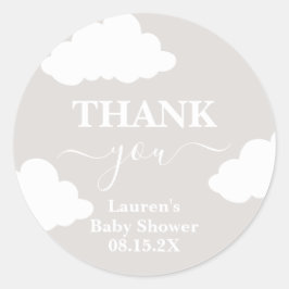 Cloud Minimalist Baby Shower Classic Round Sticker Runt Klistermärke