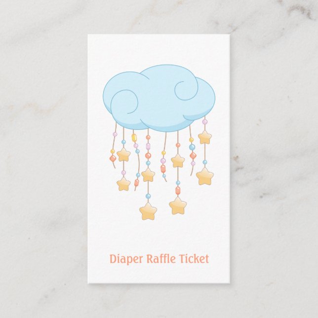 Cloud Mobile Baby Shower Diaper Raffle Biljett Tilläggskort (Framsida)