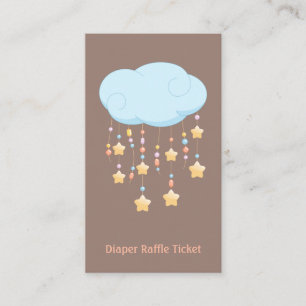 Cloud Mobile Baby Shower Diaper Raffle Biljett Tilläggskort