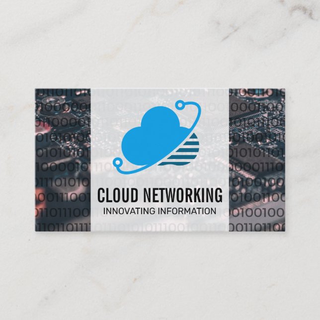 Cloud Network Logotyp | Binär kod | Maskinvara Visitkort (Framsida)