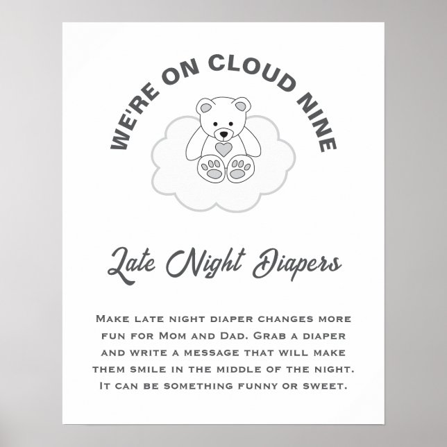 Cloud Niine Baby Shower Late Night Diables Poster (Framsidan)
