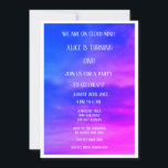 Cloud Nine 1:a födelsedag QR Rosa Blue Inbjudningar<br><div class="desc">Utskriven med bakgrundsbild av vackra moln i rosa blå abstrakt,  QR-kod för webbplatsens URL- och personligens textmallar som du kan redigera och anpassa!</div>