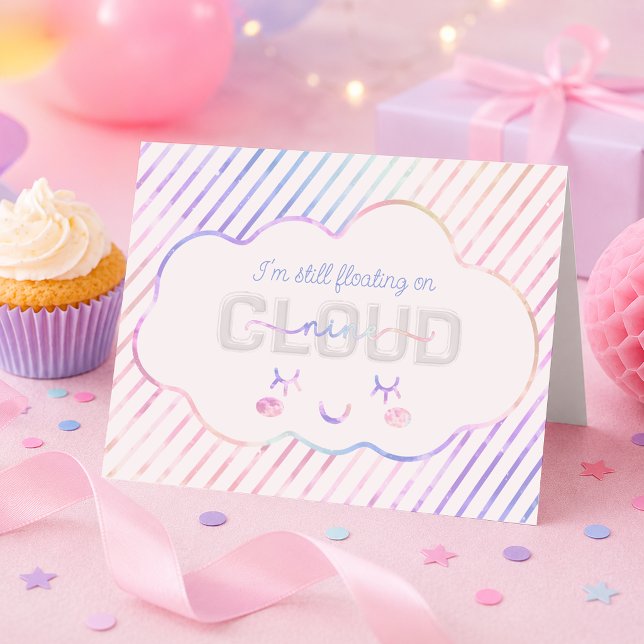 Cloud Nine 9-årsfödelsedags tackkort – Pastell Sk (Thank you card)