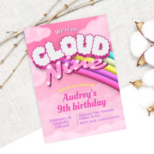 Cloud Nine - 9:e födelsedagen Inbjudningar (Skapare uppladdad)