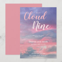 Cloud Nine Baby Flickflicka Rosa Blå Blad Inbjudni