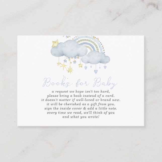Cloud Nine Baby Pojke Baby Shower Bok Begäran Enc Tilläggskort (Framsida)