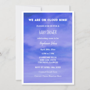 Cloud Nine Baby Shower Boys Girls Blue Abstrakt Inbjudningar