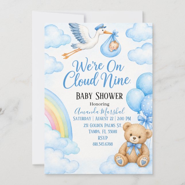 Cloud Nine Baby Shower  Inbjudningar (Framsida)