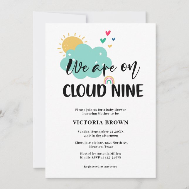 Cloud NIne Baby Shower Invitation Inbjudningar (Framsida)