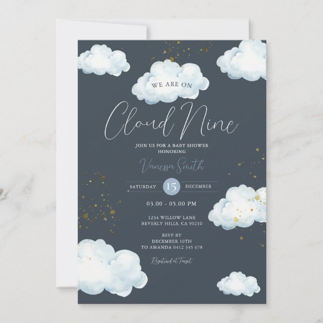 Cloud Nine Baby Shower Neutral Little Cloud Inbjudningar (Framsida)