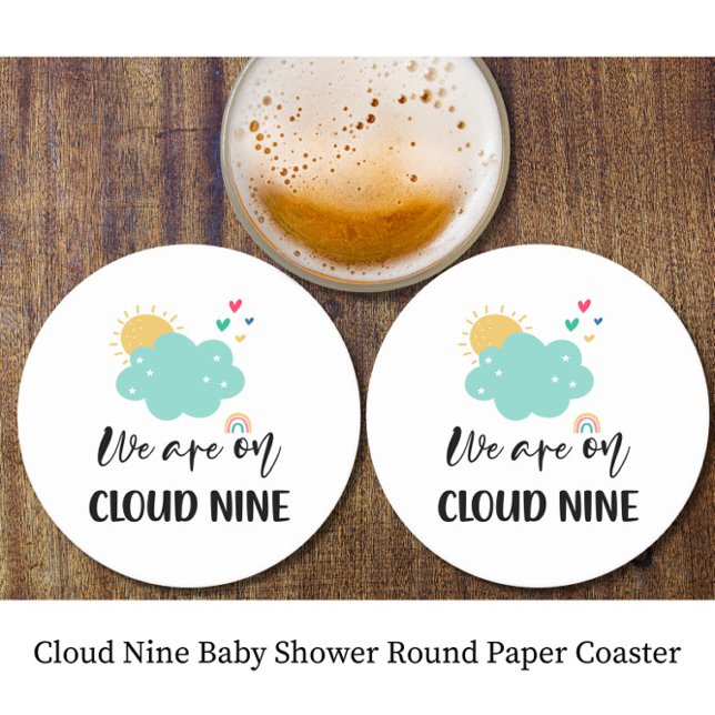 Cloud Nine Baby Shower  Underlägg Papper Rund (Skapare uppladdad)