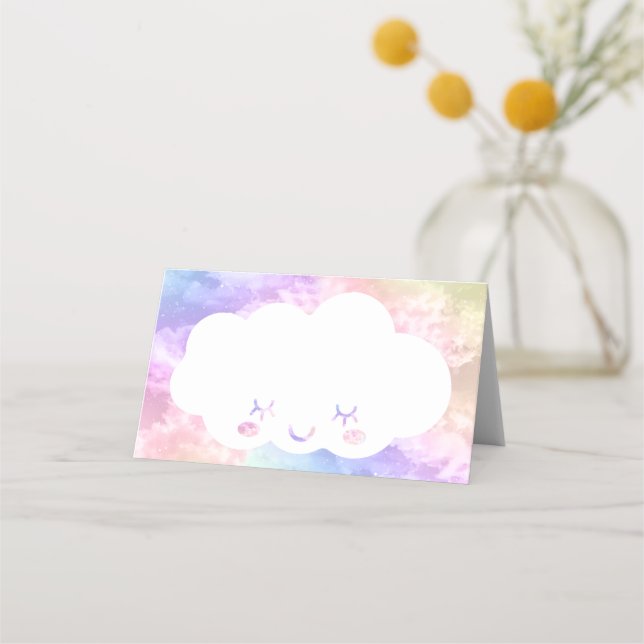 Cloud Nine Birthday Place Card - Kawaii Pastel Him Placeringskort (Framsida)