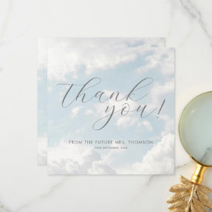 Cloud Nine Blå Molnig Himmel Elegant Bröllopsdusch Tack Kort