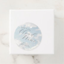 Cloud Nine Blå Molnig Himmel Modern Bröllopsdusch