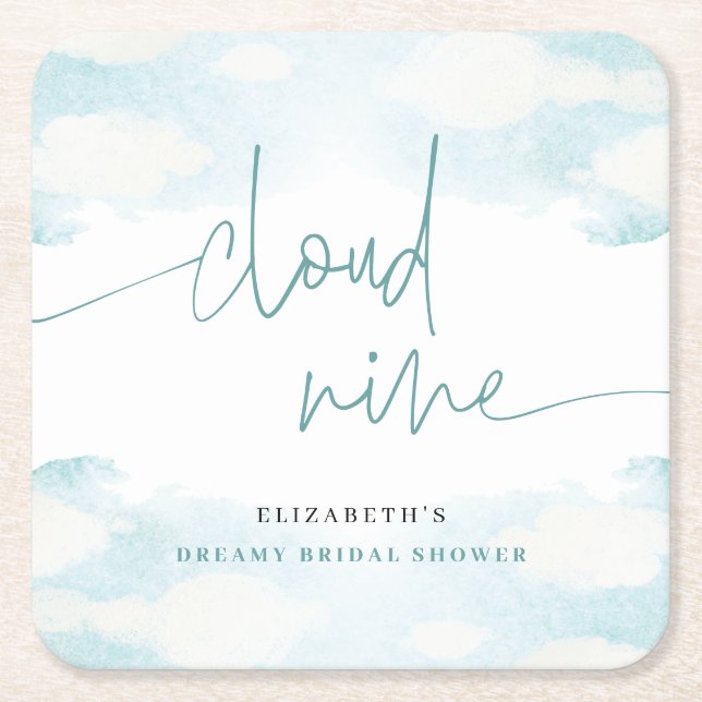 Cloud Nine Blue and White Möhippa dreamy Underlägg Papper Kvadrat (Framsidan)