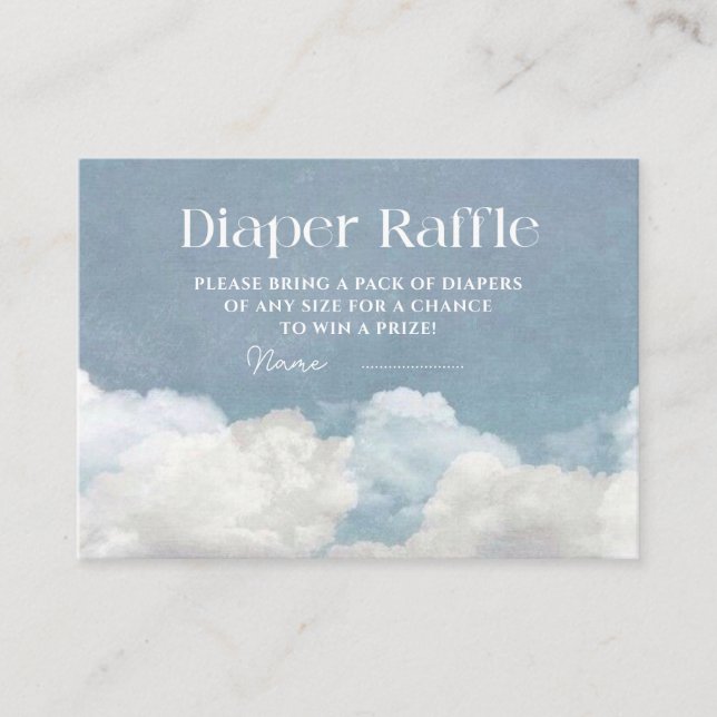 Cloud Nine Blue Baby Shower Diaper Raffle Tilläggskort (Framsida)