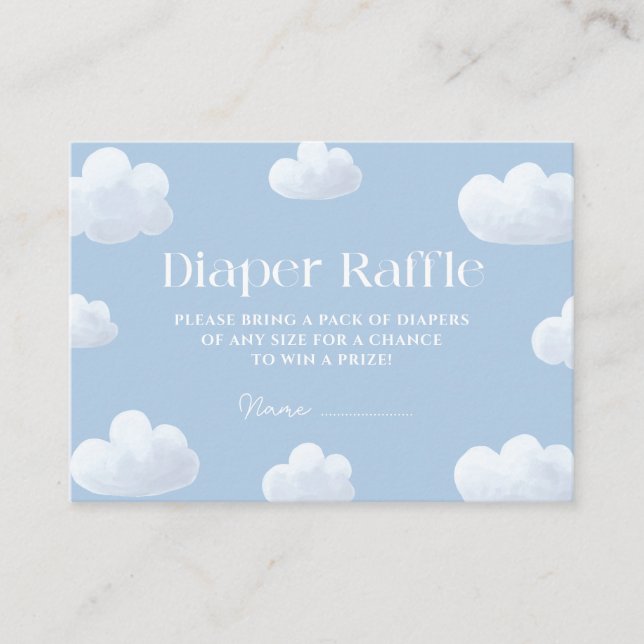 Cloud Nine Blue Baby Shower Diaper Raffle Tilläggskort (Framsida)
