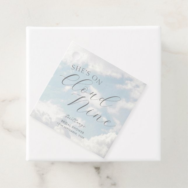 Cloud Nine Blue Cloudy Himmel Modern Möhippa Gåvor Etiketter (På plats)