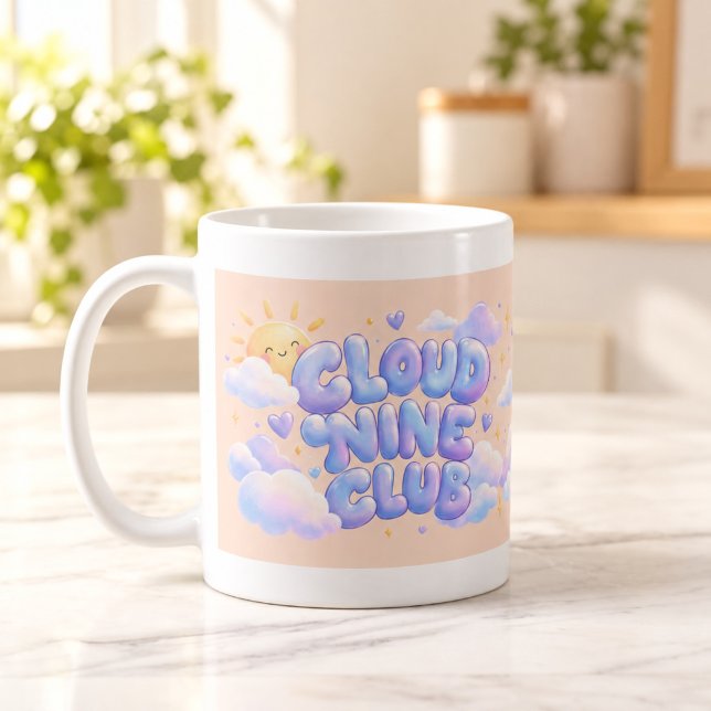 Cloud Nine Club Puffy Typography Mugg (Cloud Nine Club Puffy Typography Mug — digital mockup.)