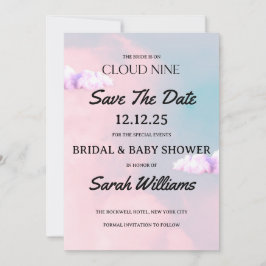 Cloud Nine Colorful Pastel Möhippa and Baby Shower Spara Datumet