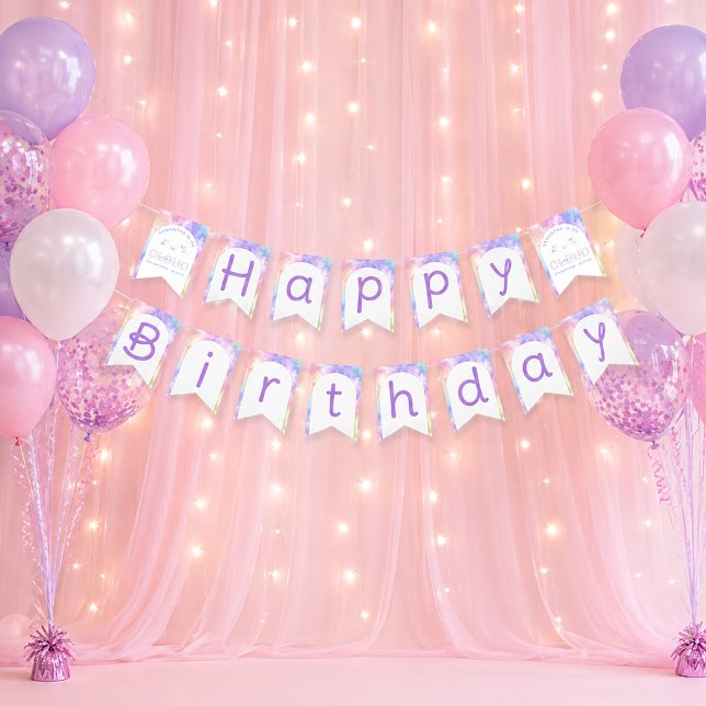 Cloud Nine Födelsedagsbanner – Vattenfärg Pastell Vimplar (Birthday Banner - Bunting Flags)