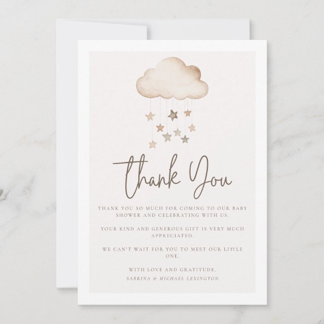 Cloud Nine Gender Neutral Baby Shower Tack Inbjudningar (Framsida)
