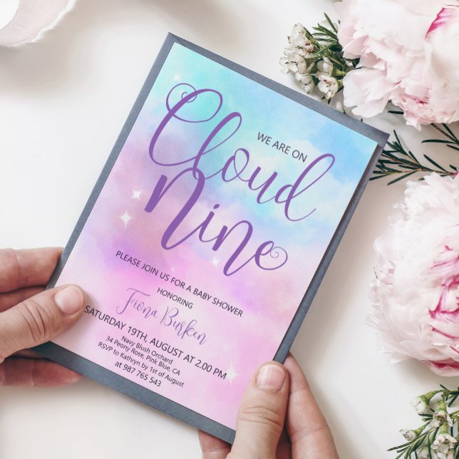 Cloud Nine Girl Baby Shower-inbjudan. Inbjudningar (Skapare uppladdad)