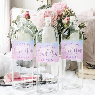 Cloud Nine Girl Baby Shower Vattenflaskor Etikett