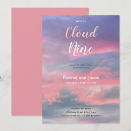 Cloud Nine Girl Pink Blue Baby Shower Invitations Inbjudningar