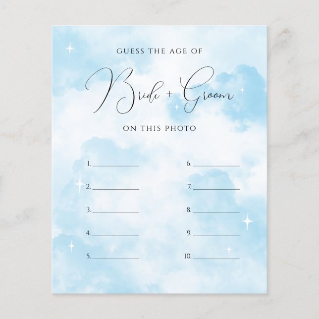 Cloud Nine Gissa åldern på Bride och Groom Game (Framsida)