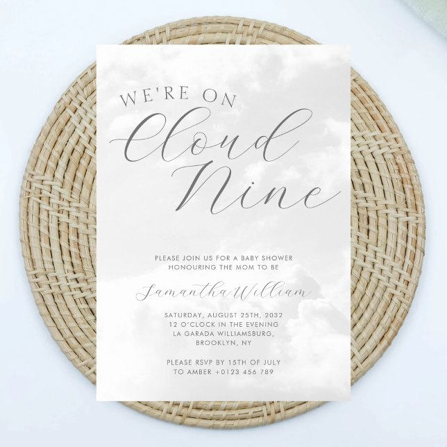 Cloud Nine Grått Gender Neutral Baby Shower Inbjudningar (Skapare uppladdad)