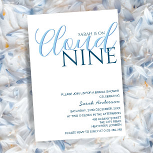 Cloud Nine Minimalist Blue White möhippa Inbjudningar